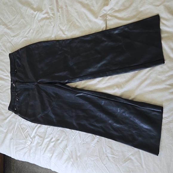 7 for all mankind faux leather black pants high rise ankle xs 7fam - Picture 2 of 8
